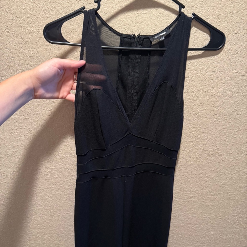 Fashion Nova Black V-Neck Mesh Dress - Picture 6 of 9